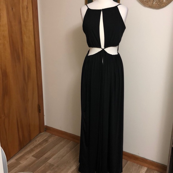 black halter top maxi dress